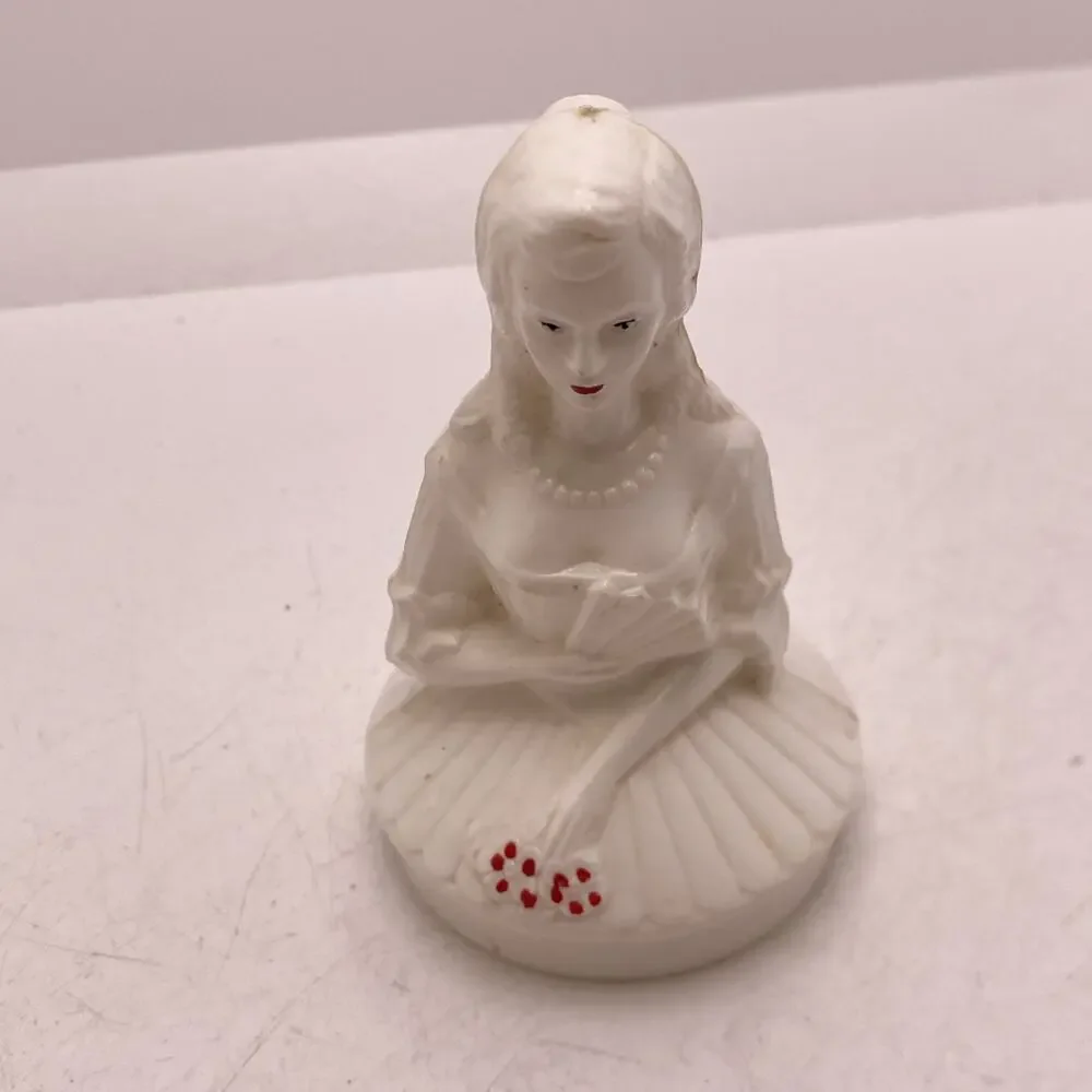 Vintage Southern Belle Victorian Lady 3 Piece Plastic Sewing Caddy Cap
